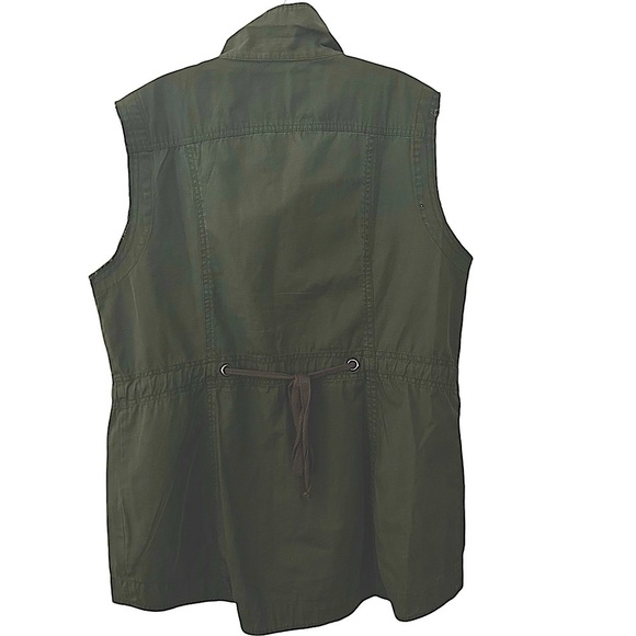 Cargo Vest Jacket Waistcoats Sleeveless Outerwear Drawstring‎ Vest with Pockets - Picture 4 of 6